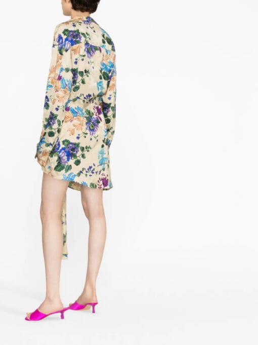 Off-White  floral-print asymmetric shirtdress - Image 3