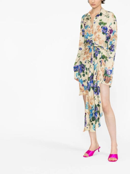 Off-White  floral-print asymmetric shirtdress - Image 2