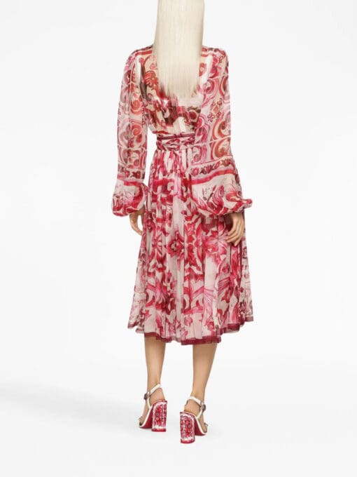 Dolce & Gabbana  Majolica-print silk dress - Image 3