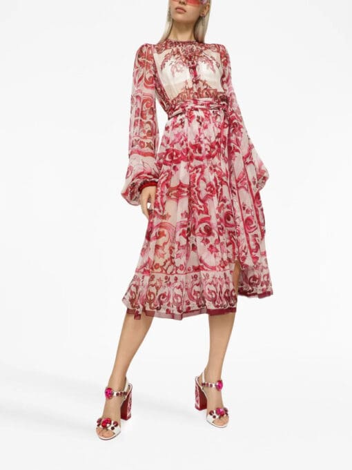 Dolce & Gabbana  Majolica-print silk dress - Image 2