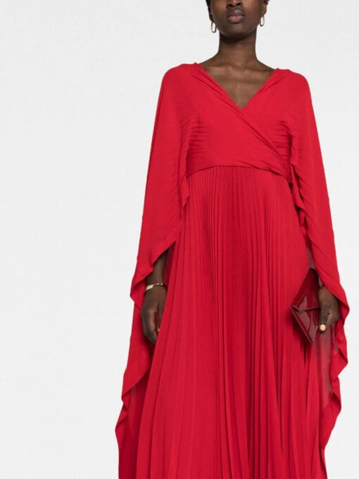 Valentino Garavani  cape-effect pleated silk-georgette gown - Image 4