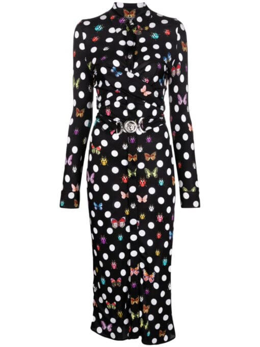 Versace  x Dua Lipa Butterflies & Ladybugs Polka Dot-print dress