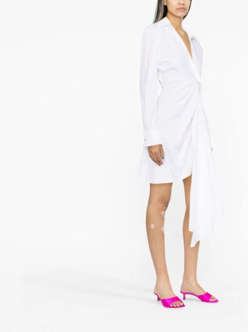 Off-White  draped asymmetric cotton-poplin shirt dress - Image 4