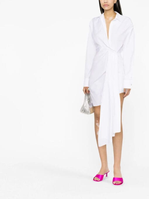 Off-White  draped asymmetric cotton-poplin shirt dress - Image 2