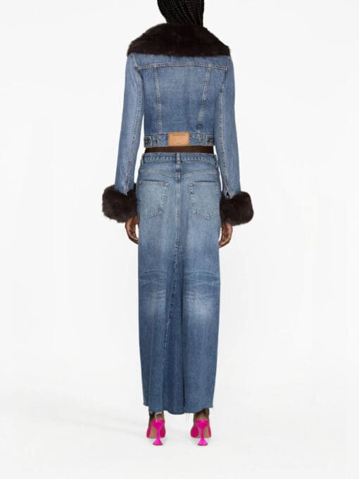 Alexander Wang  faux-fur collar denim jacket - Image 4