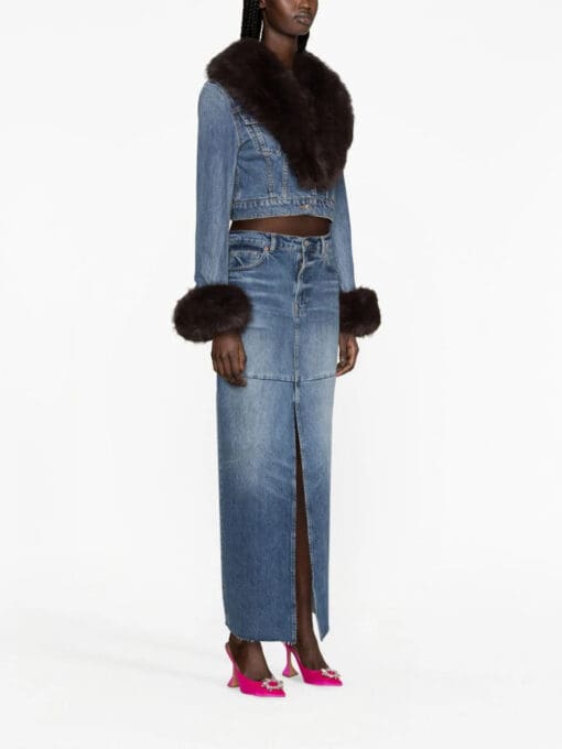 Alexander Wang  faux-fur collar denim jacket - Image 3