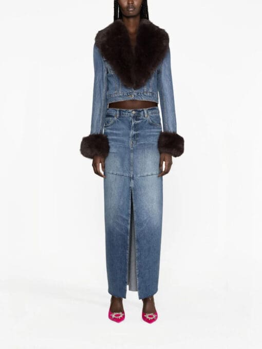 Alexander Wang  faux-fur collar denim jacket - Image 2