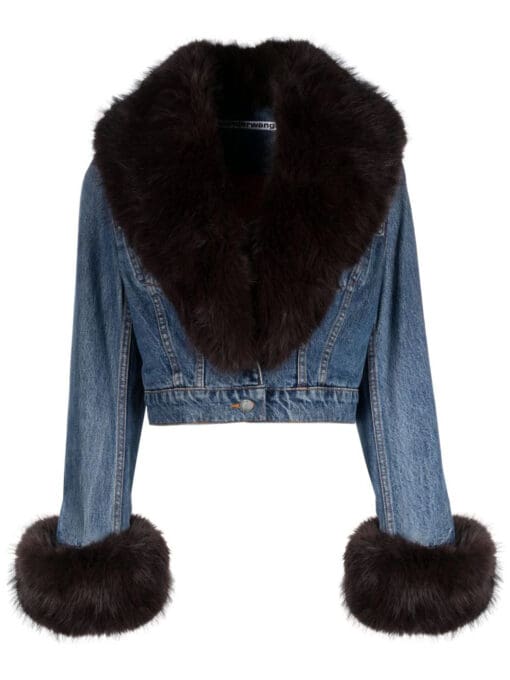 Alexander Wang  faux-fur collar denim jacket