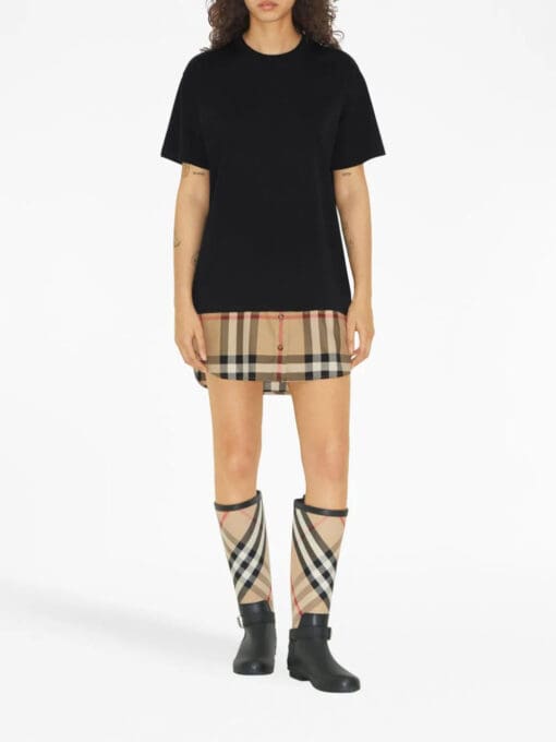 Burberry  check-panel cotton T-shirt dress - Image 2