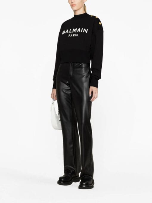 Balmain  logo-print cropped sweatshirt - Image 3