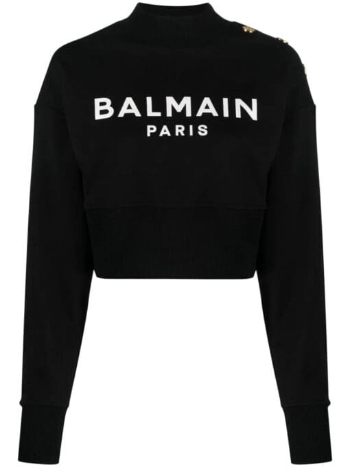 Balmain  logo-print cropped sweatshirt