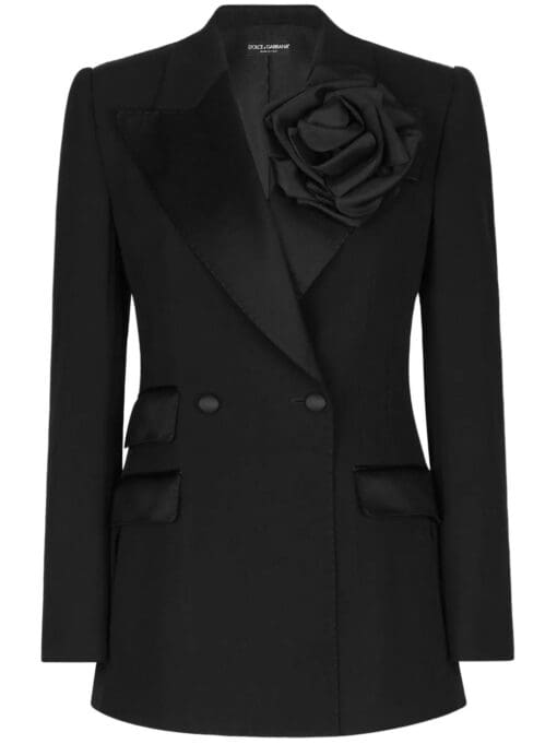 Dolce & Gabbana  floral-appliqué double-breasted blazer