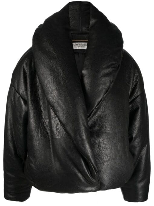 Saint Laurent  logo-debossed oversized leather jacket