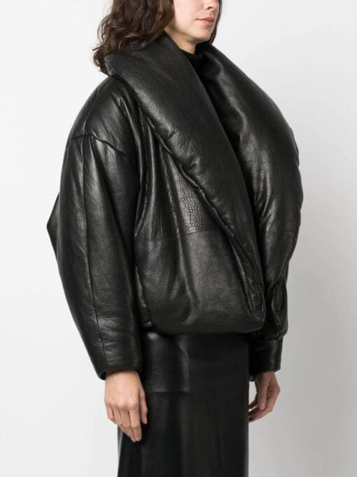 Saint Laurent  logo-debossed oversized leather jacket - Image 4