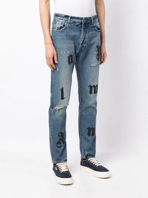 Palm Angels  letter-embellished skinny jeans - Image 3