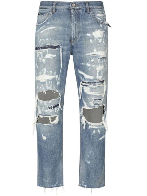 Dolce & Gabbana  ripped-detail straight-leg jeans