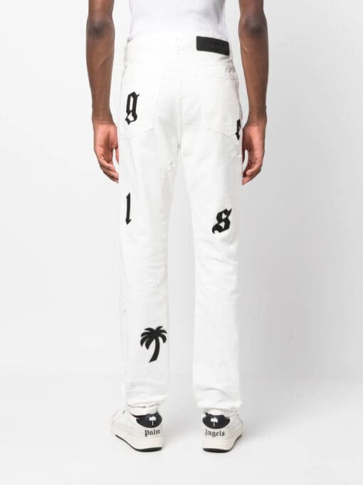 Palm Angels  logo-patch distressed jeans - Image 4