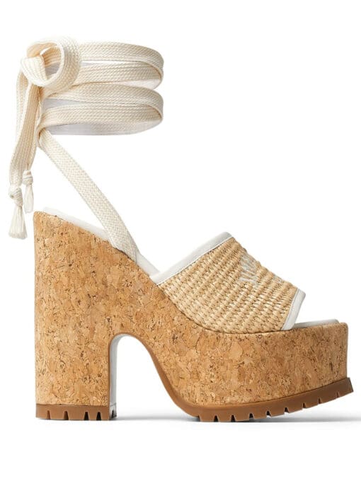 Jimmy Choo  Gal 130mm raffia platform sandals.