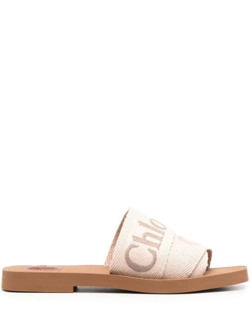 Chloé  logo-embroidered slip-on sandals