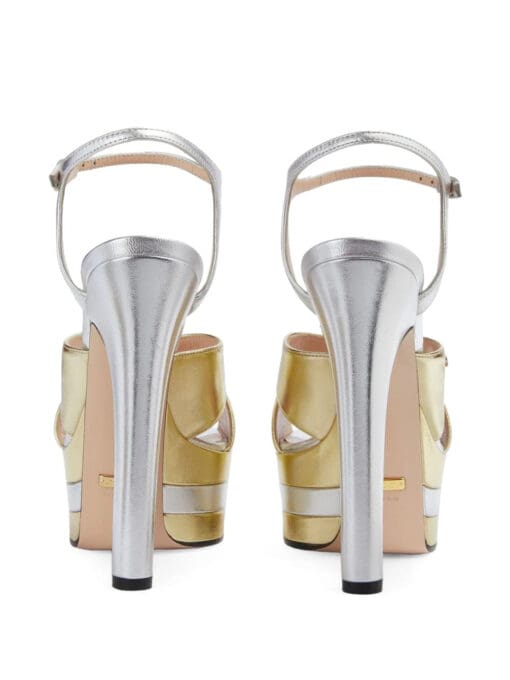 Gucci  metallic-finish platform sandals - Image 3