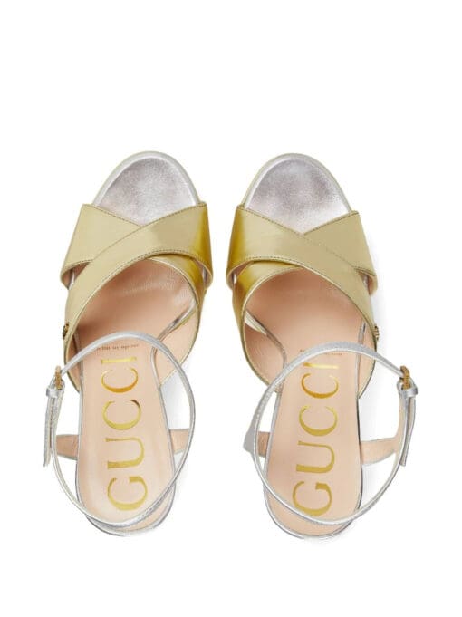 Gucci  metallic-finish platform sandals - Image 4