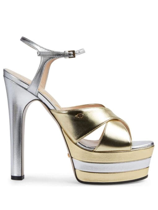 Gucci  metallic-finish platform sandals